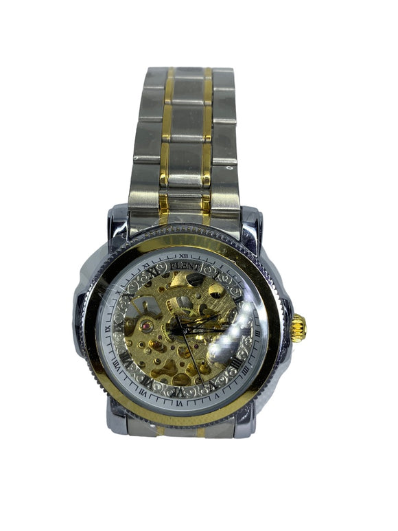 Flent Men's Wristwatch Skeleton Stainless Steel Watch F8028G