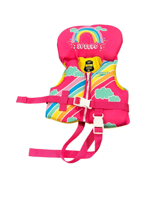 Speedo Infant Life Jacket Pink Rainbow Print Under 30lbs