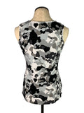XXS D&Co Women's Abstract Print Fitted Knit Tank Top Sleeveless White Gray