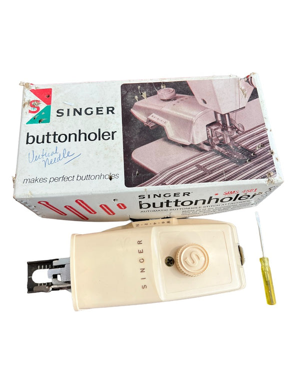 Vintage Singer Buttonholer With Book And Attachments