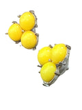 Yellow Tri-Bead Cabochon Post Earrings 3/4" Triangle