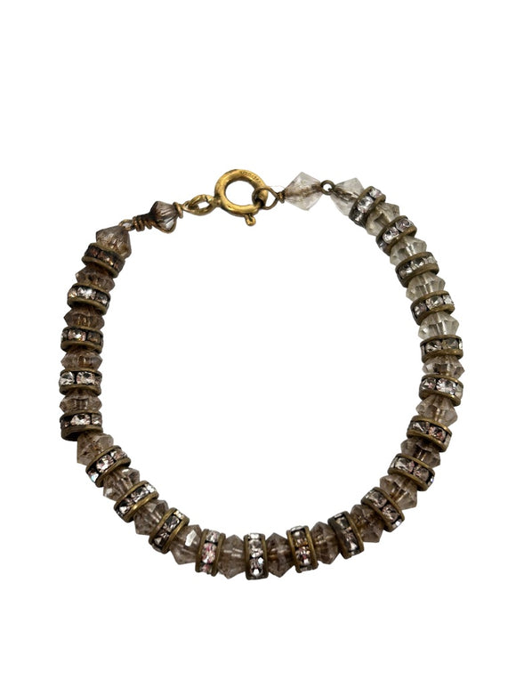 Goldtone and Crystal Beaded Gold Filled Bracelet 5.75