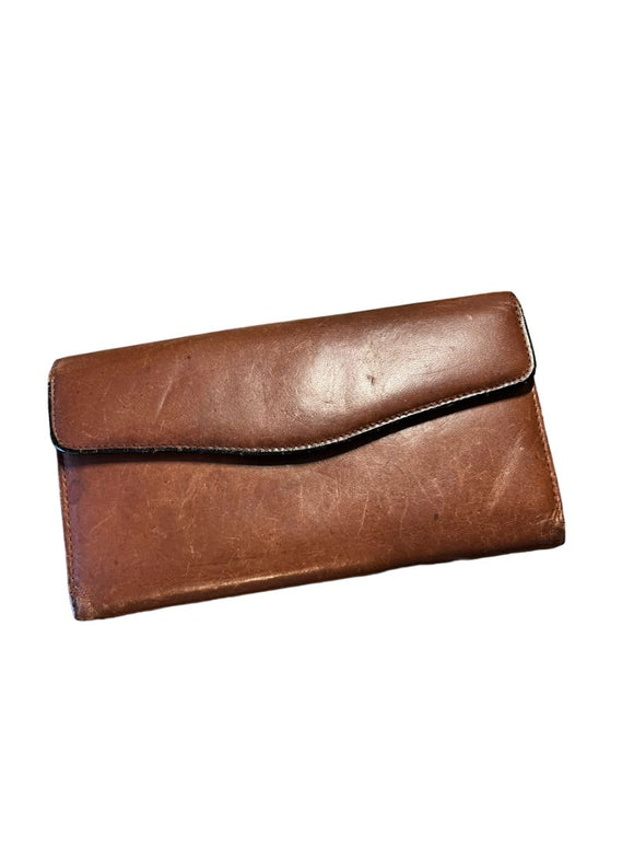 Buxton Brown Leather Wallet Velvet Touch 7.25 x 4 Organizer Clutch Coin Purse