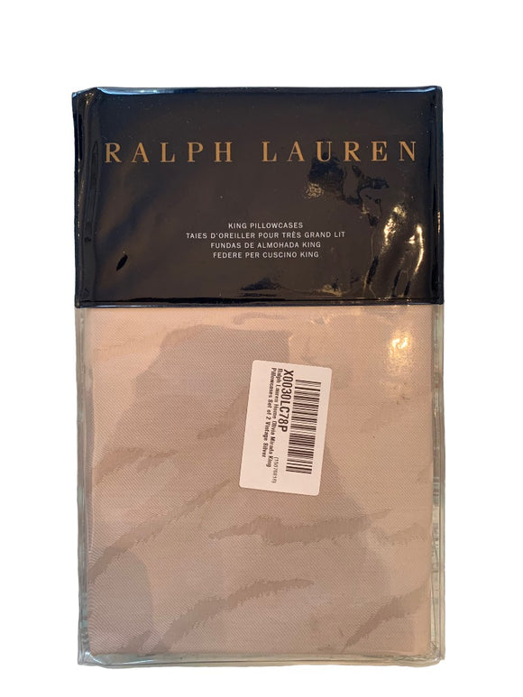 Ralph Lauren Olivia Mirada Cotton KING Pillowcases Vintage Silver New