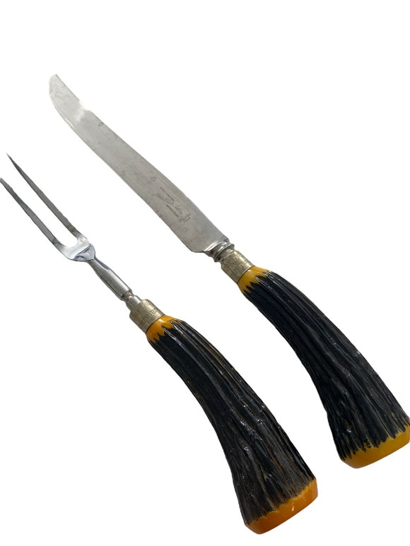 VTG 2 Pc Westall Richardson England Carving Knife Set Antler Bakelite Handles