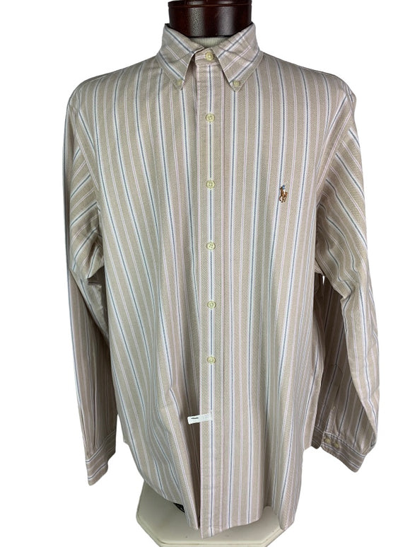 17.5 36/37 Ralph Lauren Classic Fit Men's Button Down Dress Shirt