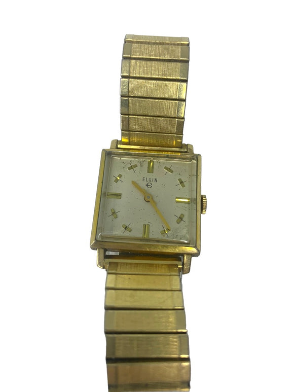 Vintage Elgin 10K Gold Fill Men's Wristwatch Stretch Band