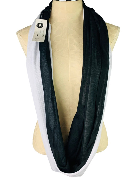 Tashon Black White Packable New Infinity Scarf Women's Mesh and Jersey Knit