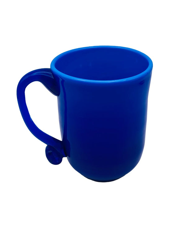 Blue Glass Handblown Handled Mug Opaque 5