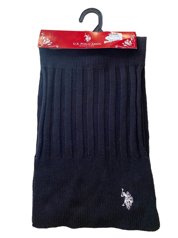 U.S. Polo Assn. Men's Black Sweater Knit Scarf New Acrylic