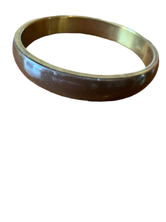 Dark Brown and Goldtone Lightweight Bangle Bracelet 2.5