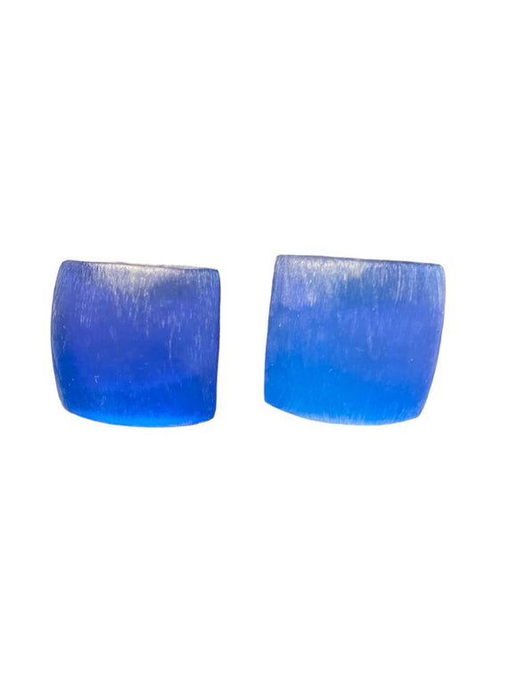 Blue Acrylic Frosted Square Earrings Post 1