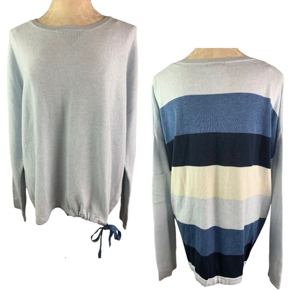 XXL Renuar Women's Blue Pullover Color Block Sweatshirt New $94