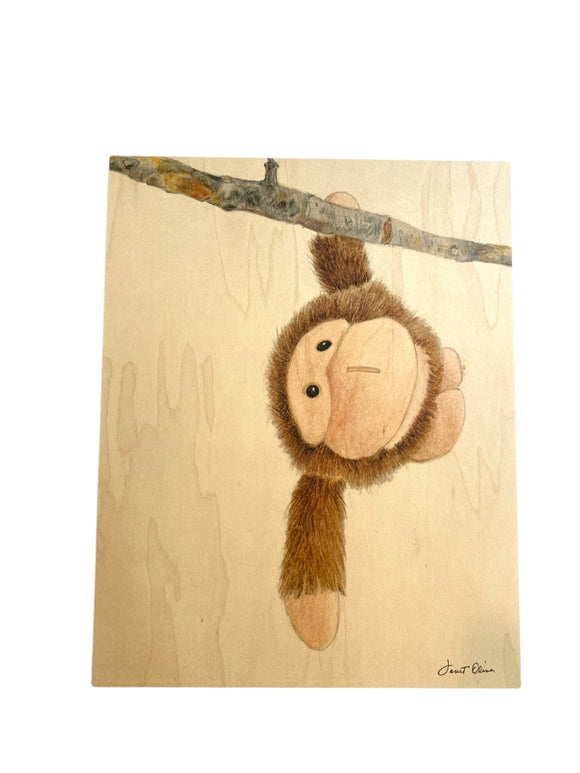 New Uhak Baby Monkey Hanging 11x14 Wall Art Nursery Playroom