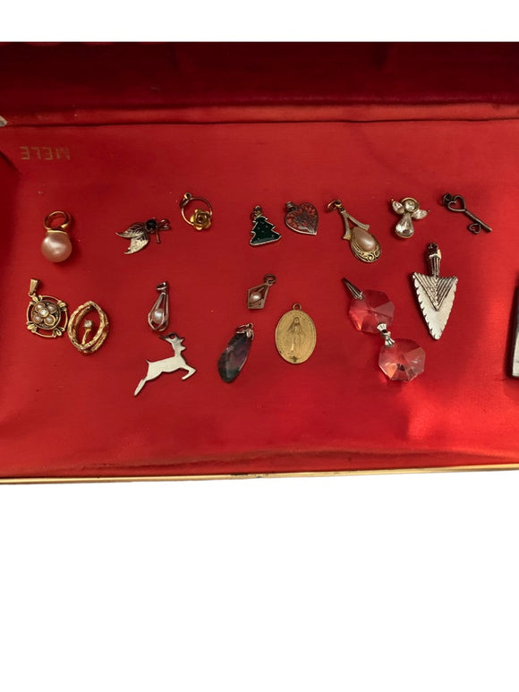 Vintage Lot of 18 Assorted Charms Pendants Silvertone Goldtone Holiday Heart