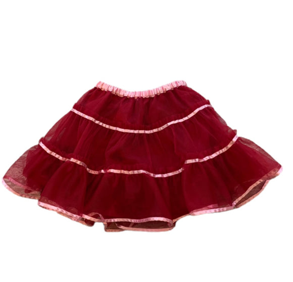 3T Hanna Andersson (Size 90) Girls Ruby Red and Pink Lined Tulle Skirt