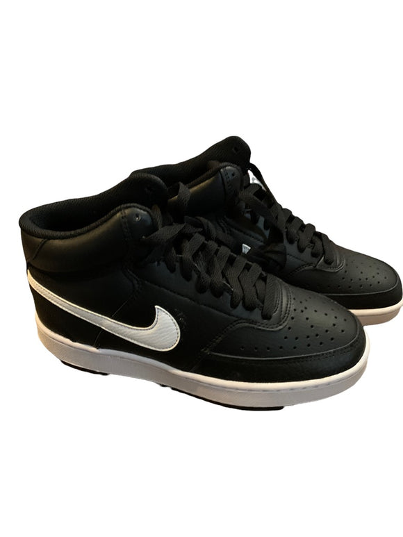 7M Nike Men's Court Vision Black White Leather Mid Sneaker New